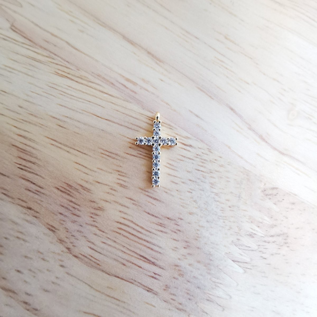 Dainty Gold Cross Gold Filled Charm  C-877