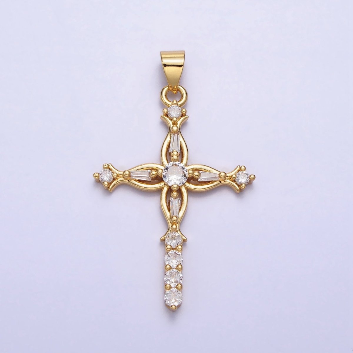 Dainty Gold Cross Pendant Micro Pave Cz Cross Charm AA-254