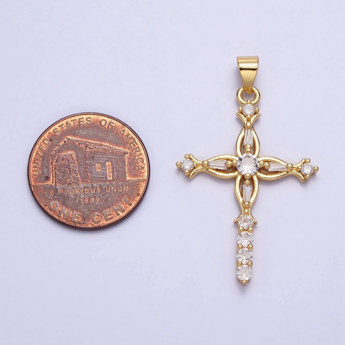 Dainty Gold Cross Pendant Micro Pave Cz Cross Charm AA-254