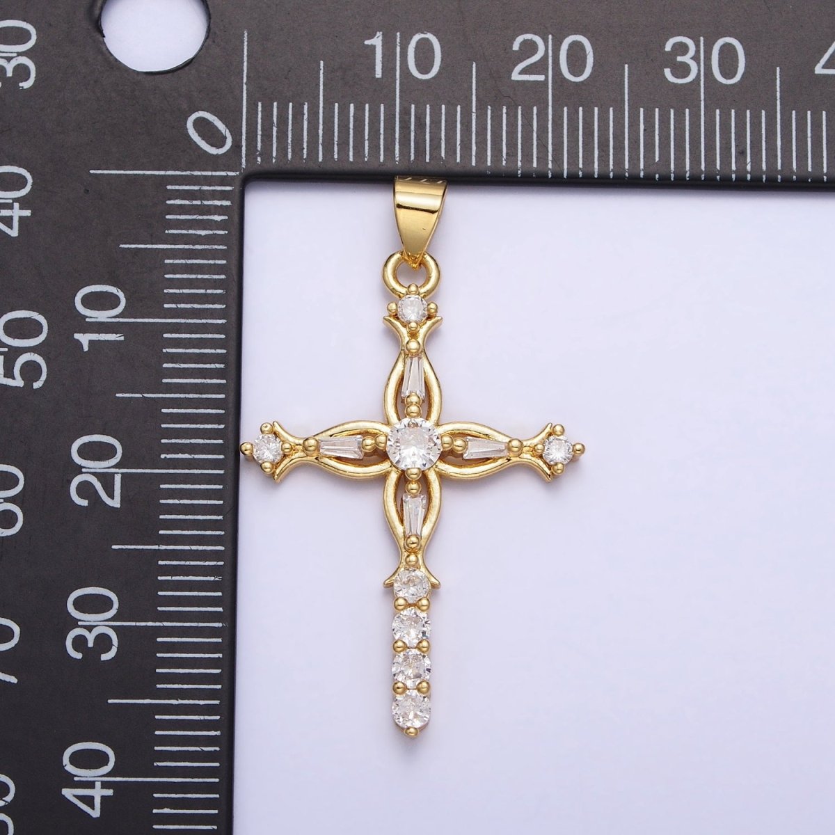Dainty Gold Cross Pendant Micro Pave Cz Cross Charm AA-254