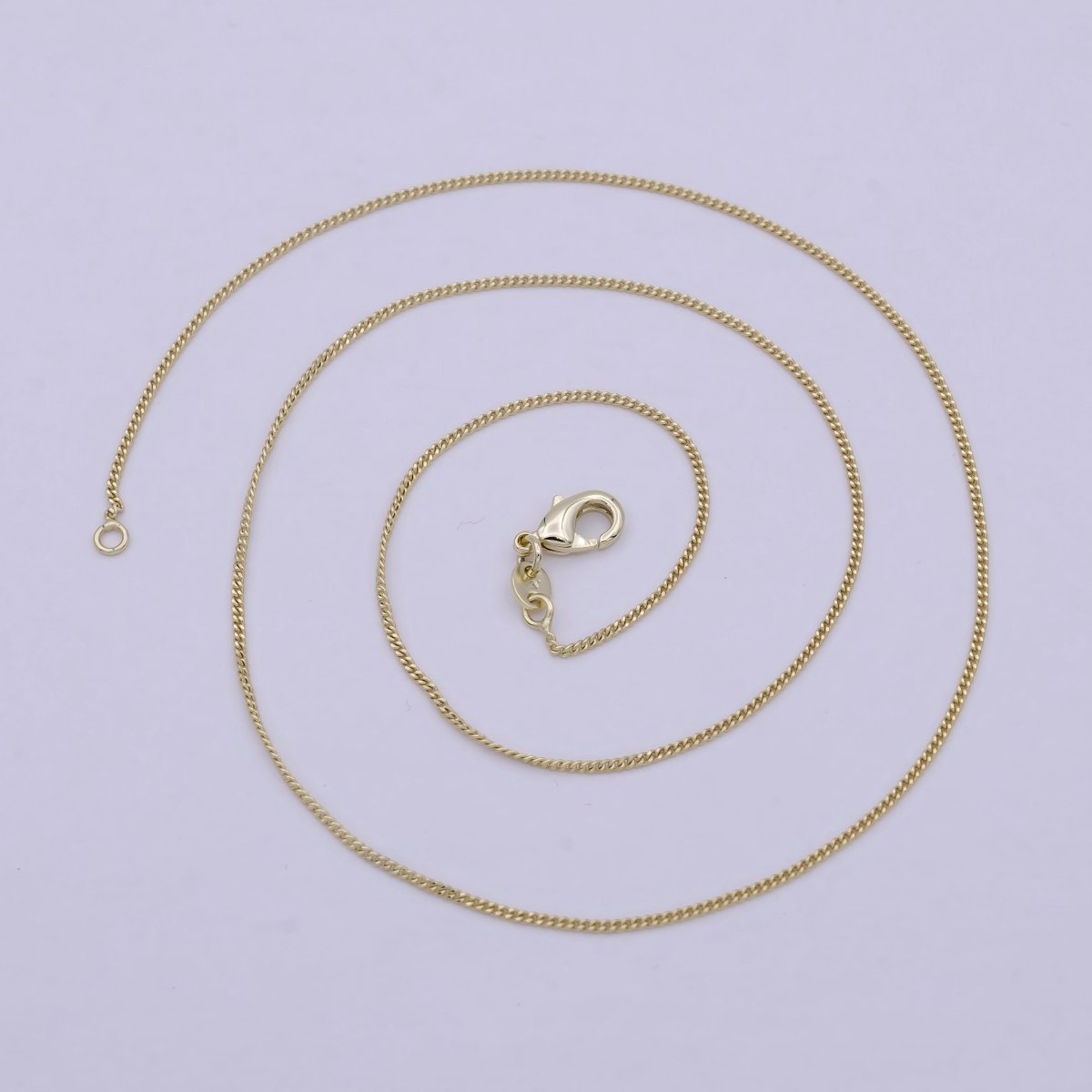 Dainty Gold Curb Chain Layer Necklace, 1 mm 18 inch Finished Chain Necklace Ready to Wear | WA-1741 Clearance Pricing