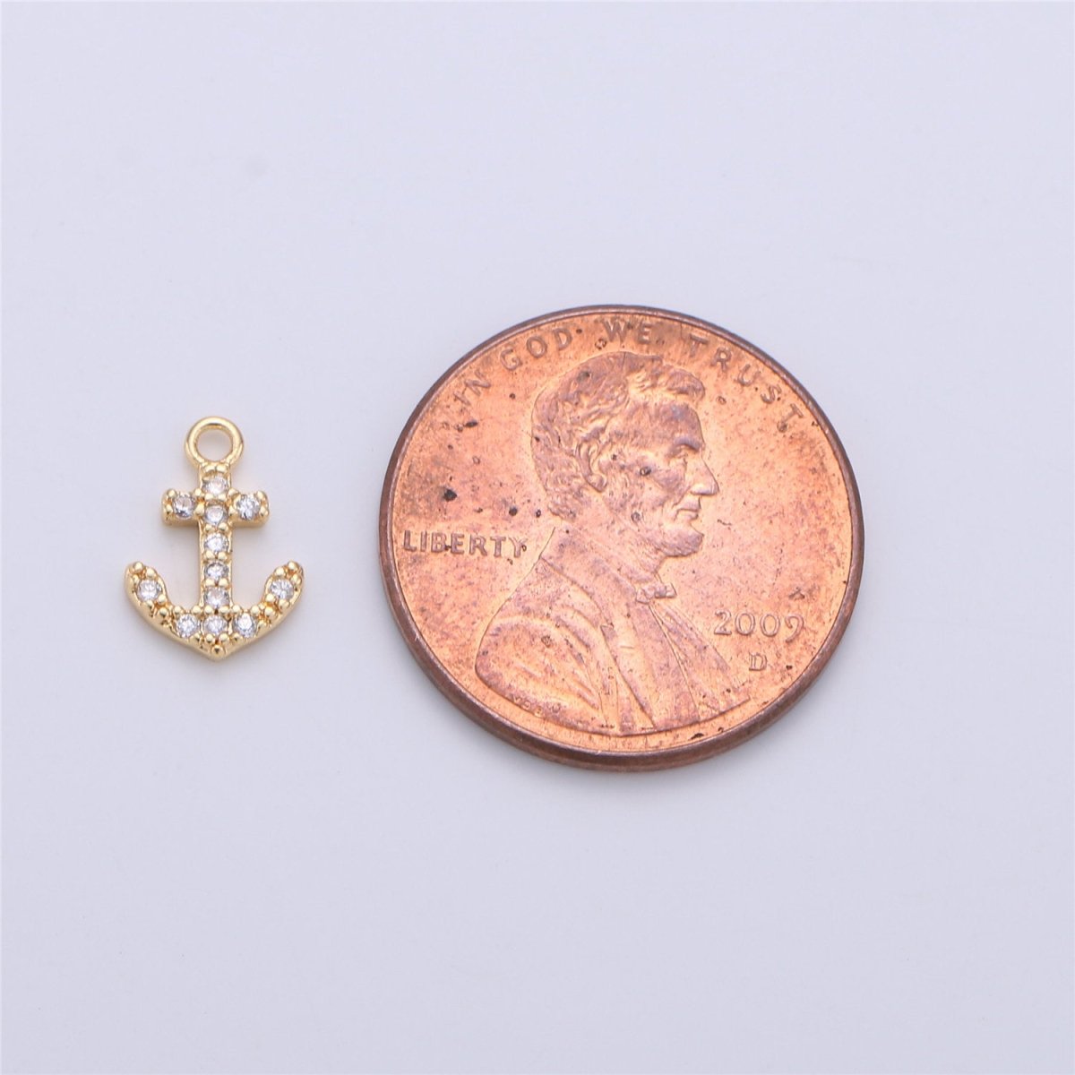 Dainty Gold Fill Anchor Charm Micro Pave Nautical Charm for Necklace Earring Bracelet 11mmx7mm K-144