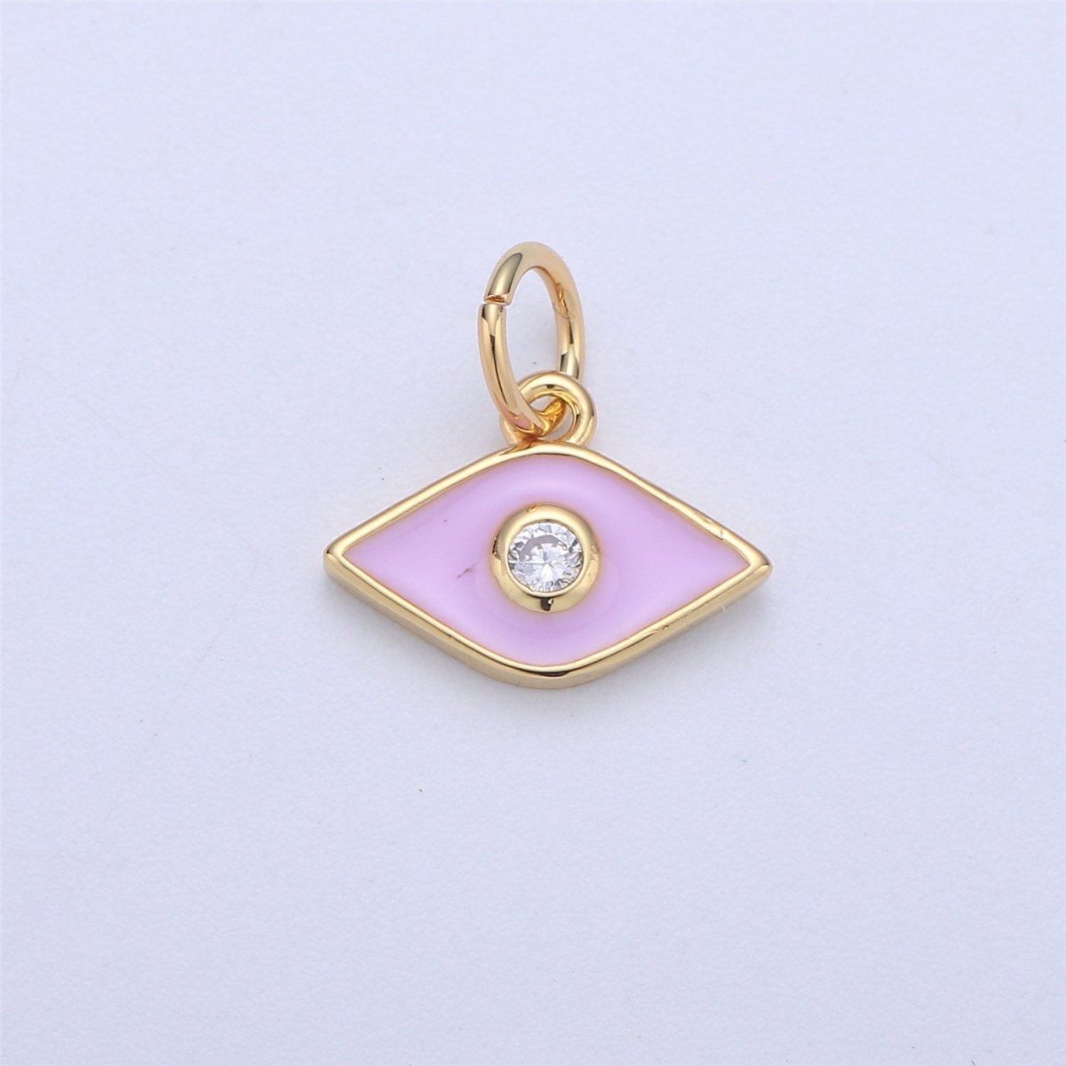 Dainty Gold Fill Blue Purple Teal White Enamel Evil Eye Charm, CZ Micro Pave Eye pendant for Necklace Bracelet Earring Charm Jewelry Supply, C-835