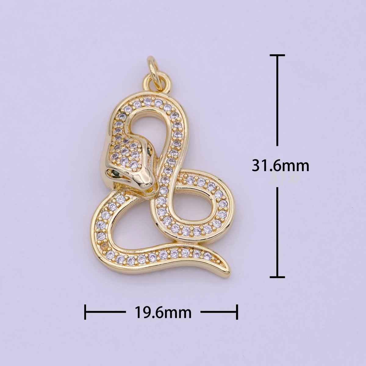 Dainty Gold Fill Snake Charm Micro Pave Serpent Pendant N-921