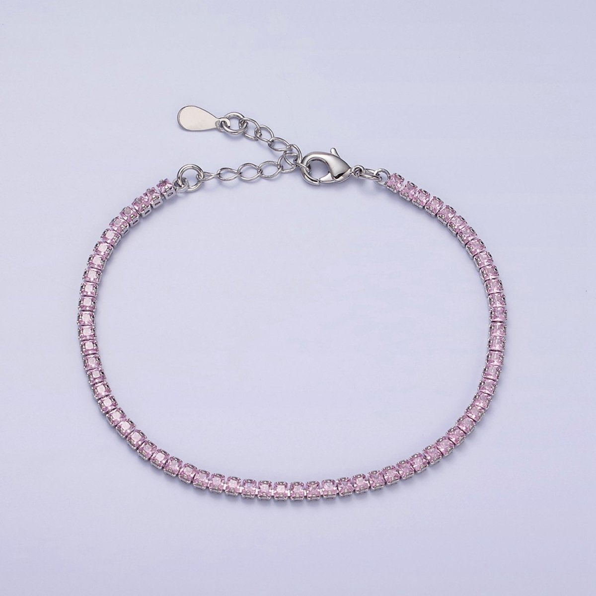 Dainty Gold Filled Clear, Pink, Green CZ Diamond Tennis Bracelet Colorful Cubic Zirconia Diamond Bracelet Adjustable | WA-1803 to WA-1808 Clearance Pricing