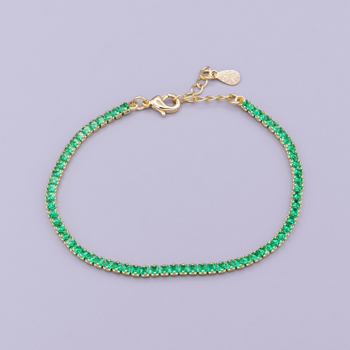Dainty Gold Filled Clear, Pink, Green CZ Diamond Tennis Bracelet Colorful Cubic Zirconia Diamond Bracelet Adjustable | WA-1803 to WA-1808 Clearance Pricing