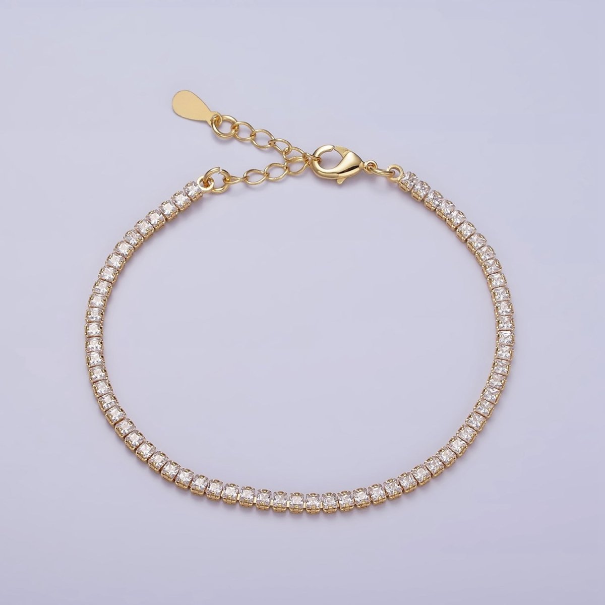 Dainty Gold Filled Clear, Pink, Green CZ Diamond Tennis Bracelet Colorful Cubic Zirconia Diamond Bracelet Adjustable | WA-1803 to WA-1808 Clearance Pricing