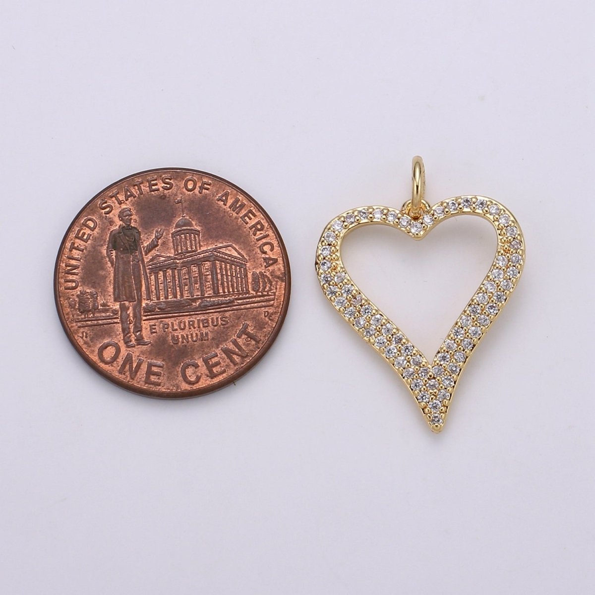 Dainty Gold Filled Crystal Heart Char D-789