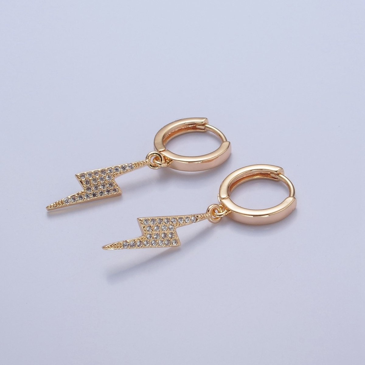Dainty Gold Filled Huggie Earring with Thunder Bolt Charm V-442