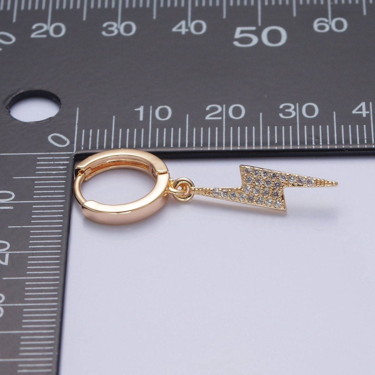 Dainty Gold Filled Huggie Earring with Thunder Bolt Charm V-442