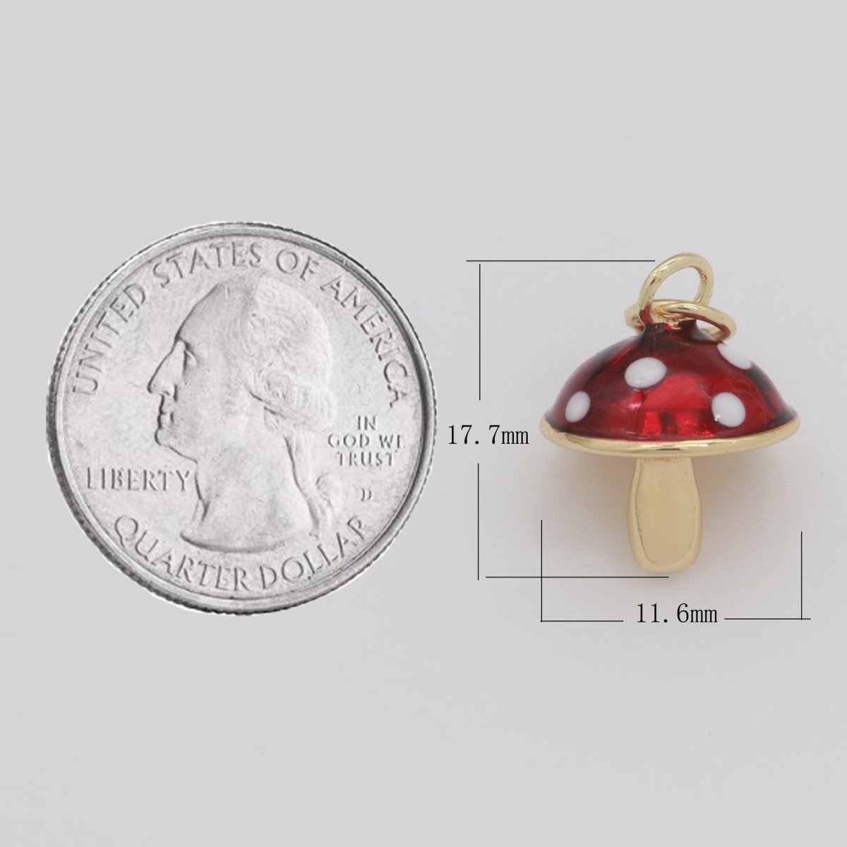 Dainty Gold Filled Magic Mushroom Charm Red Mushroom Pendant Novelty Charm, Fungi Jewelry, Mushroom Gift Funky for Bracelet Necklace Earring M-606