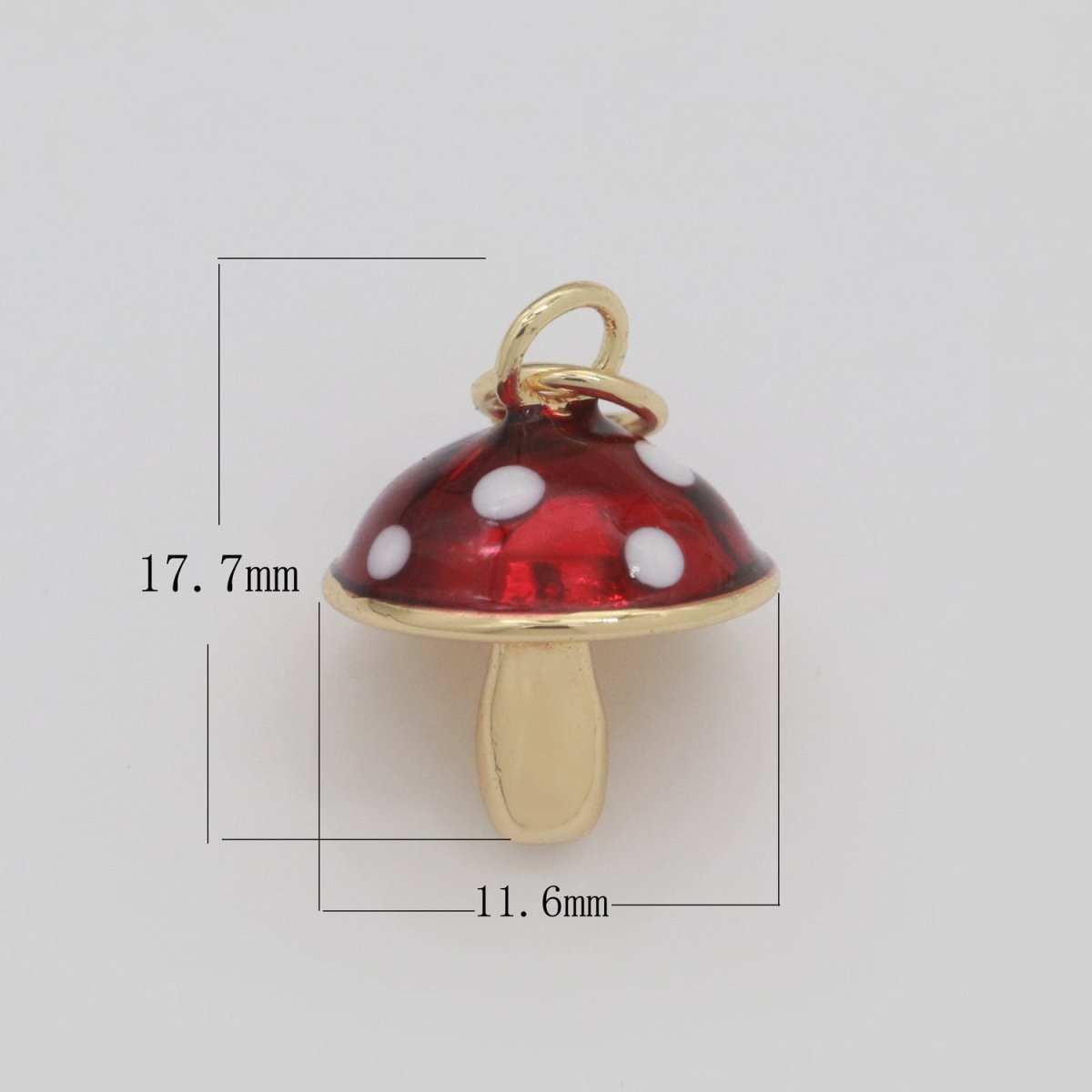 Dainty Gold Filled Magic Mushroom Charm Red Mushroom Pendant Novelty Charm, Fungi Jewelry, Mushroom Gift Funky for Bracelet Necklace Earring M-606