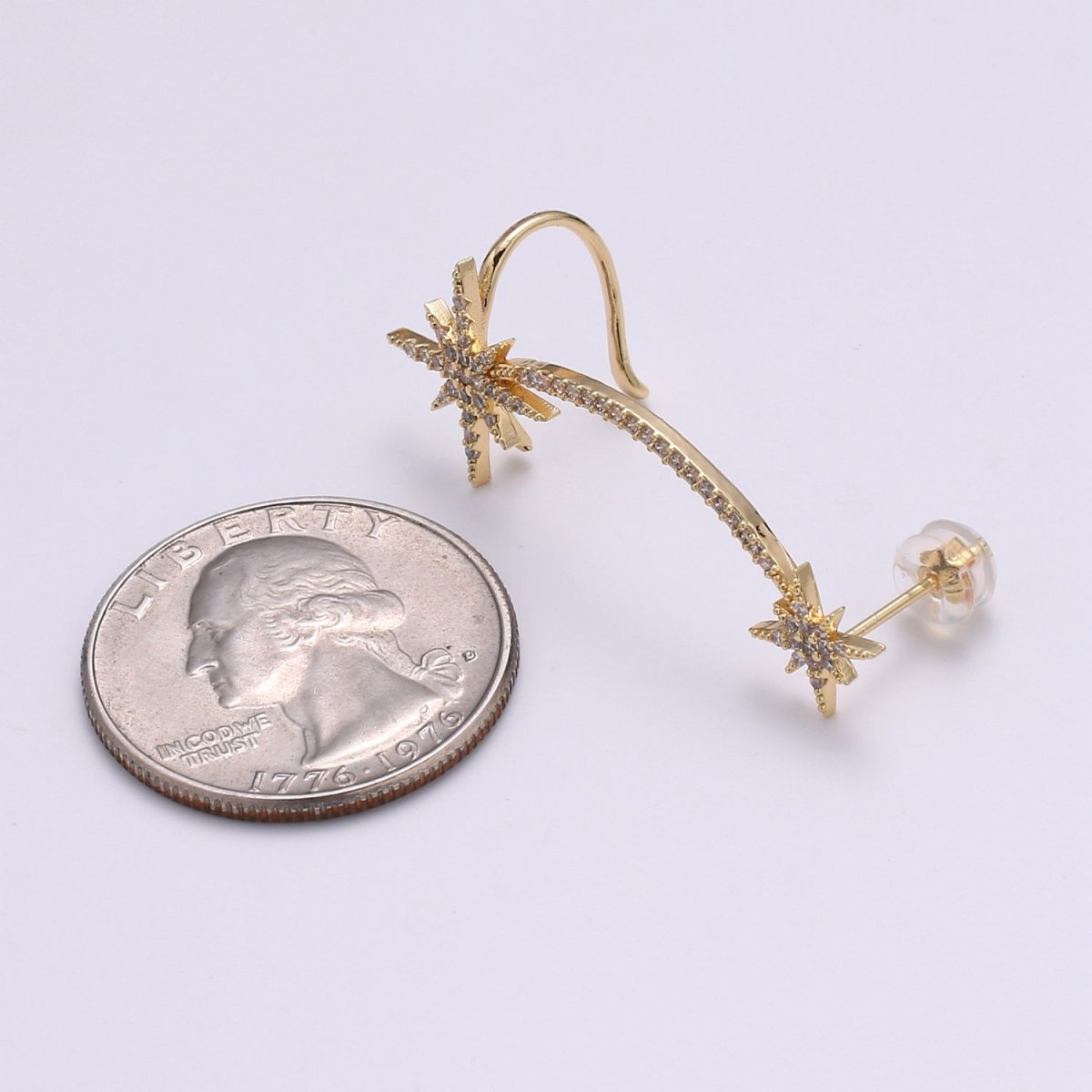 Dainty Gold Filled Snowflakes Earclimber  AI-143