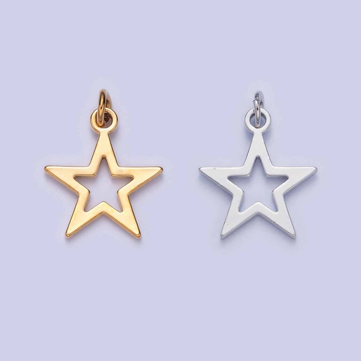 Dainty Gold Flat Star Pendant Open Star Charm for Necklace Bracelet Earring 14K Gold Filled W-466 W-467