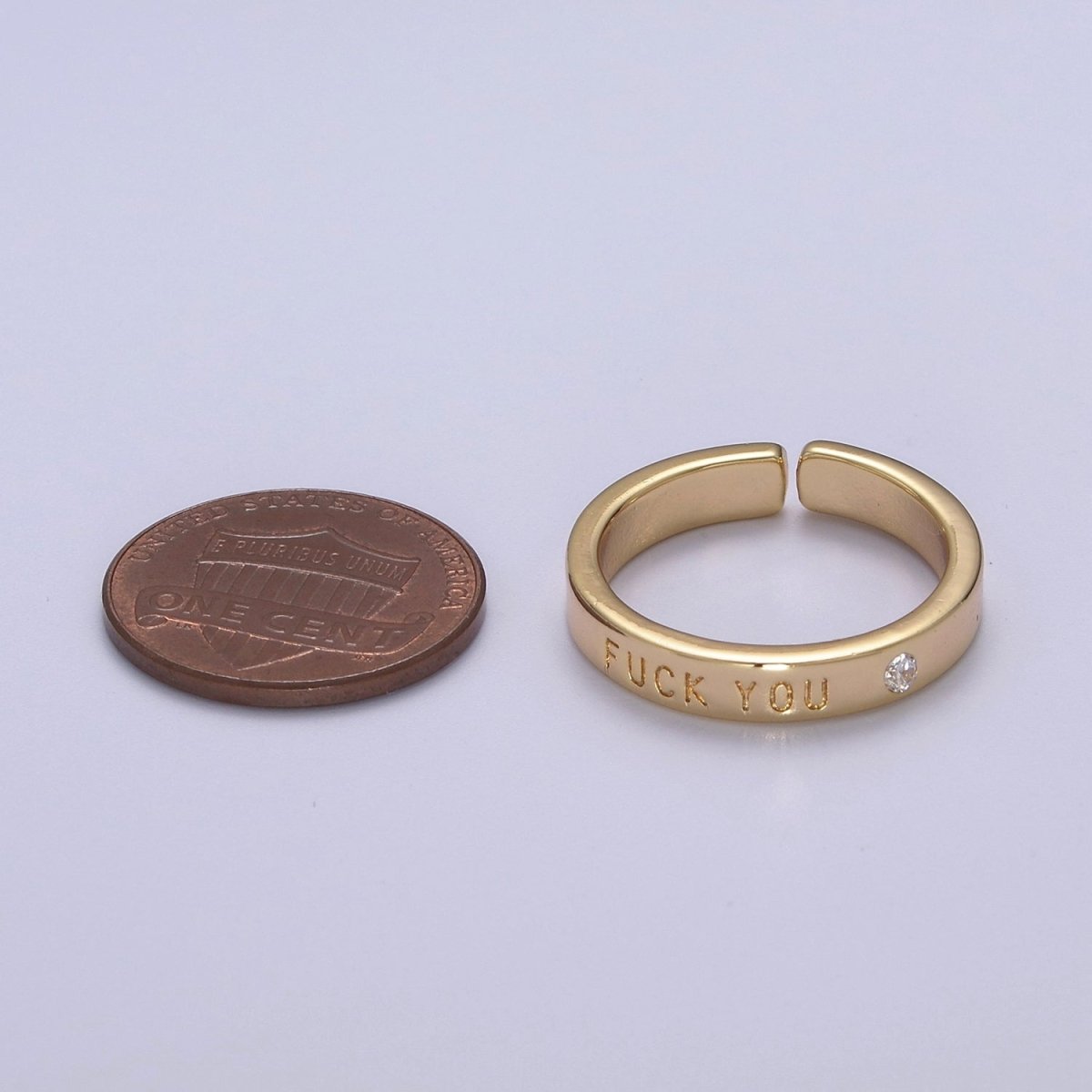 Dainty Gold Fuck You Ring Statement Strong Word Women ring FU f*ck S-458