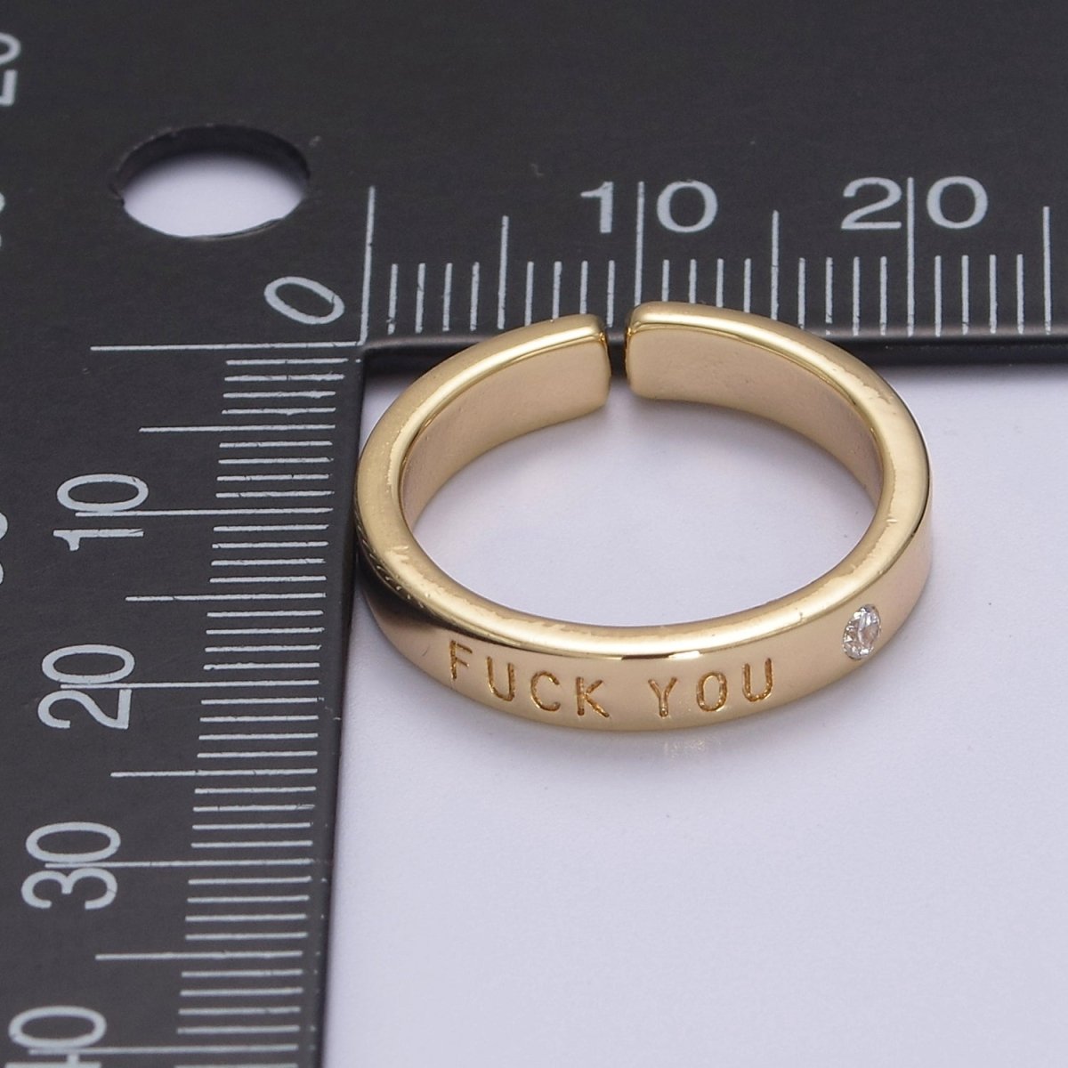 Dainty Gold Fuck You Ring Statement Strong Word Women ring FU f*ck S-458