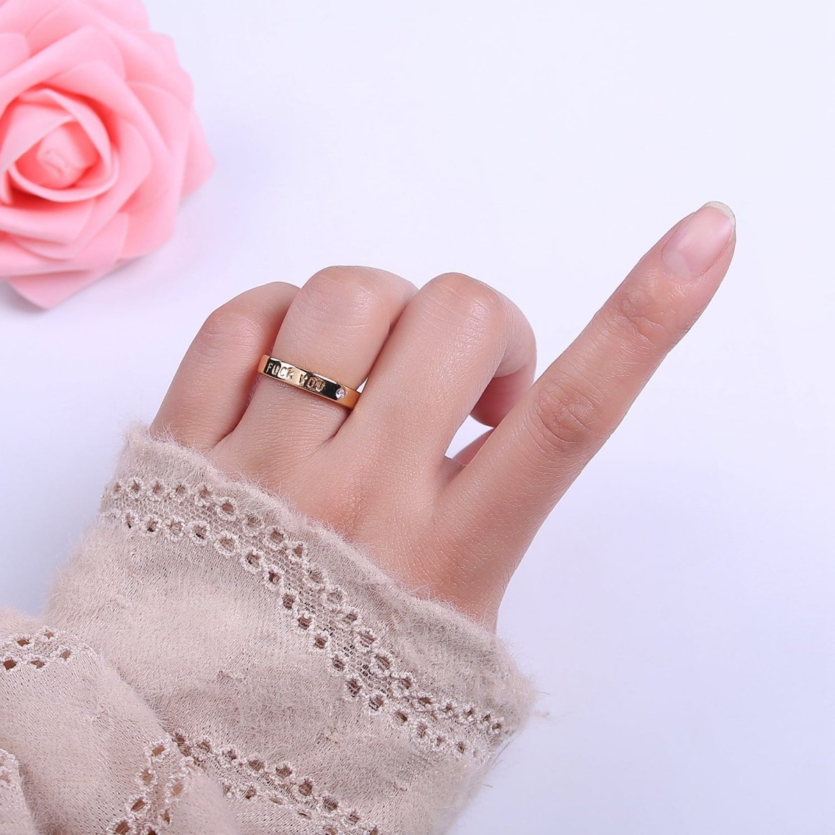 Dainty Gold Fuck You Ring Statement Strong Word Women ring FU f*ck S-458