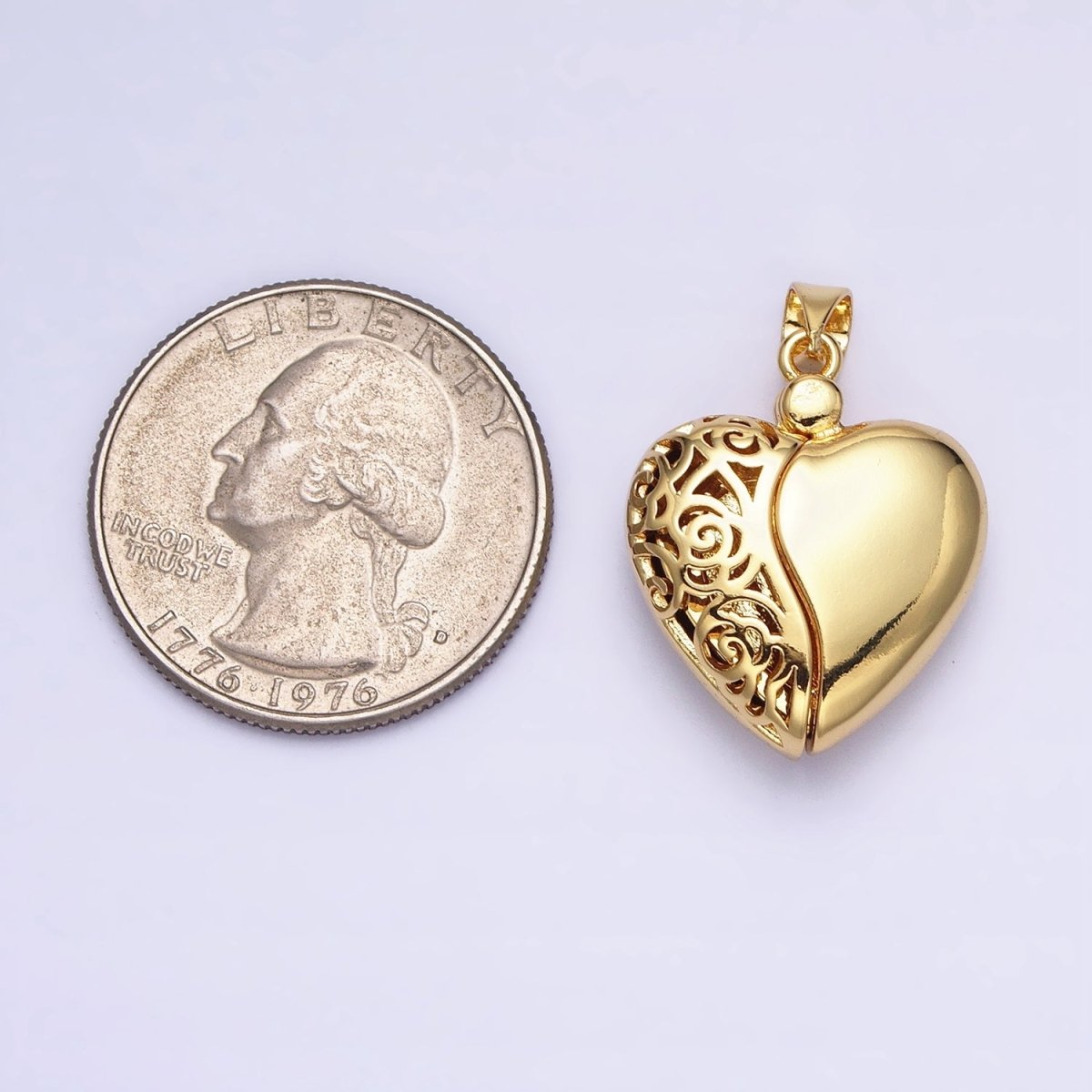 Dainty Gold Heart Pendant Cosmic Open Heart Charm Locket for Valentine Jewelry AA261