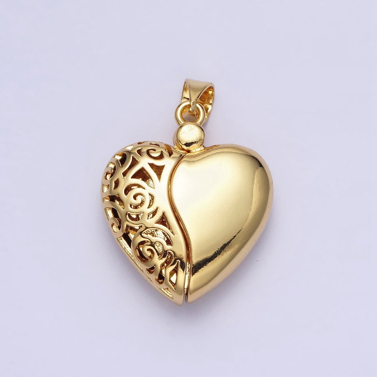 Dainty Gold Heart Pendant Cosmic Open Heart Charm Locket for Valentine Jewelry AA261