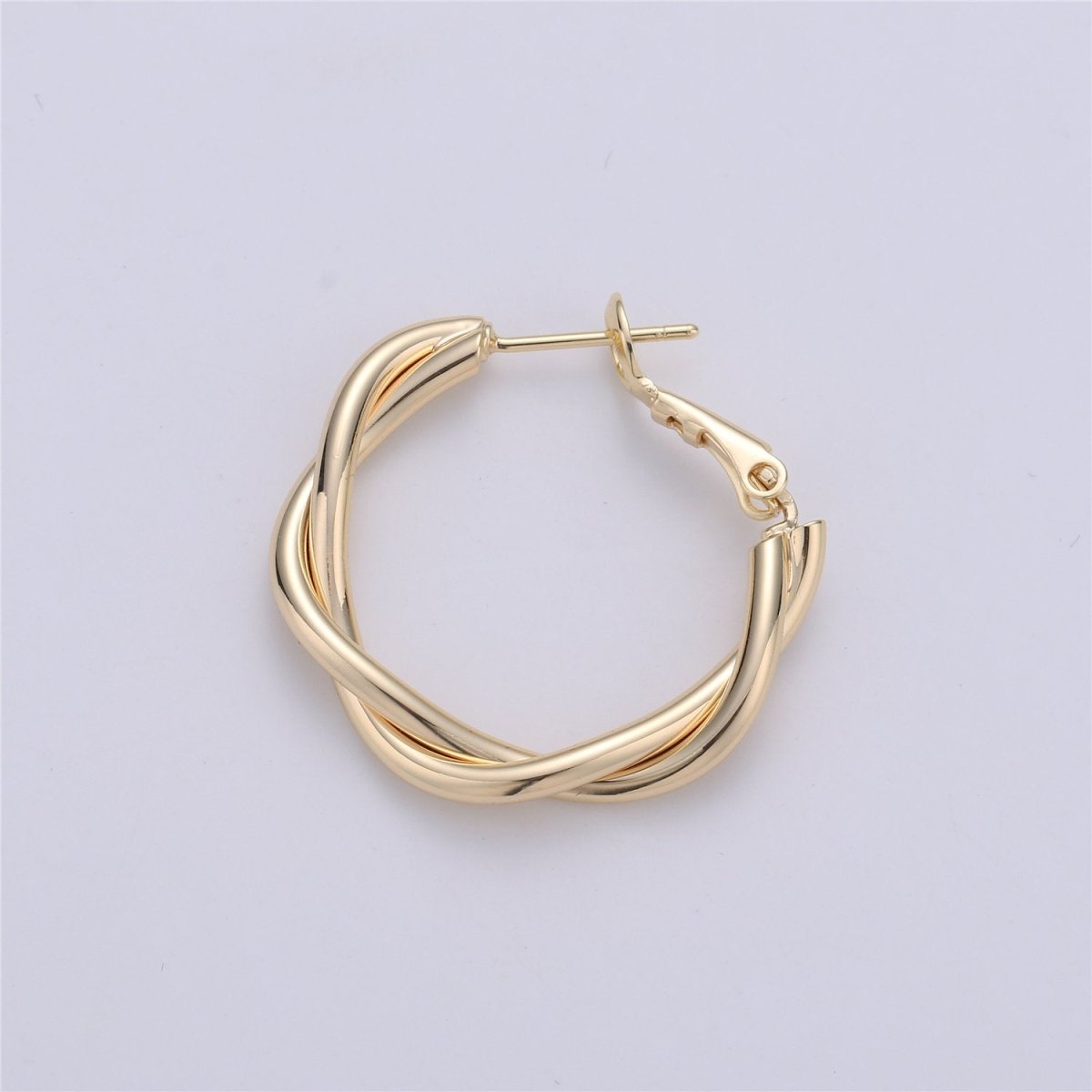 Dainty Gold Hoop Earring- Twisted Hoop Earring - Thin Earring - Gold Filled Hoop Ring - Minimalist Jewelry - 27mm Hoop Unique Earring Supply K-213