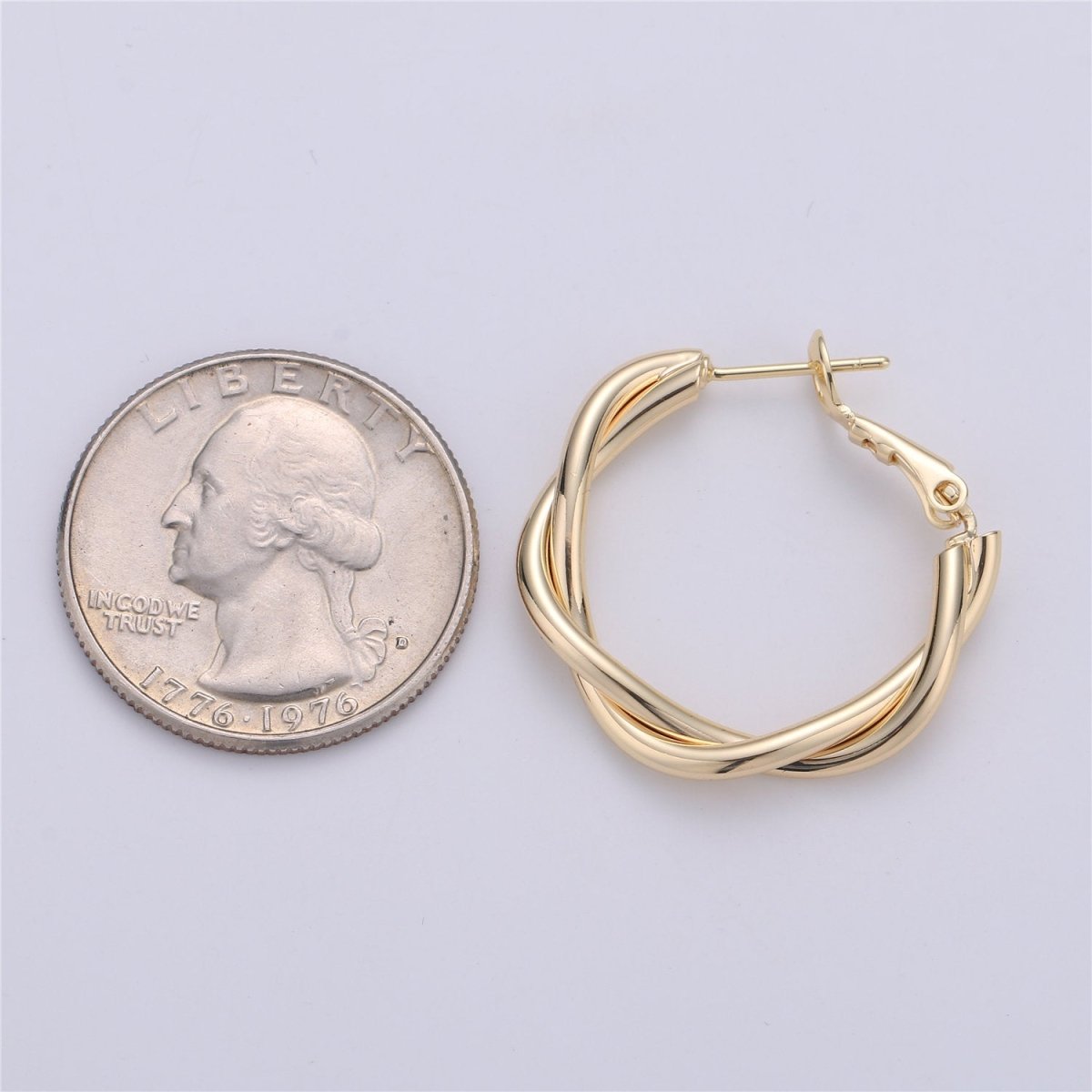 Dainty Gold Hoop Earring- Twisted Hoop Earring - Thin Earring - Gold Filled Hoop Ring - Minimalist Jewelry - 27mm Hoop Unique Earring Supply K-213