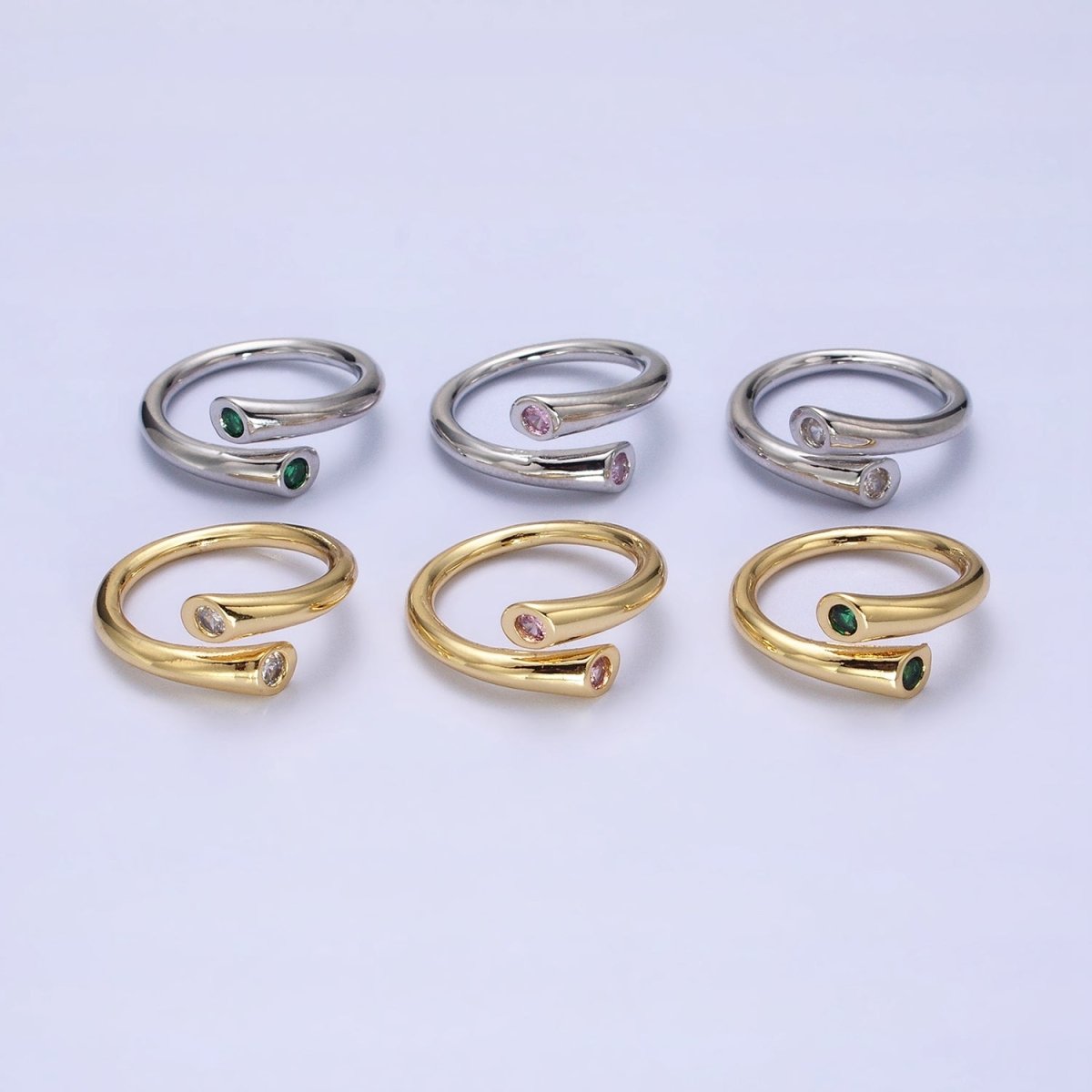 Dainty Gold Hug Ring with CZ Stone O-1789~O-1794