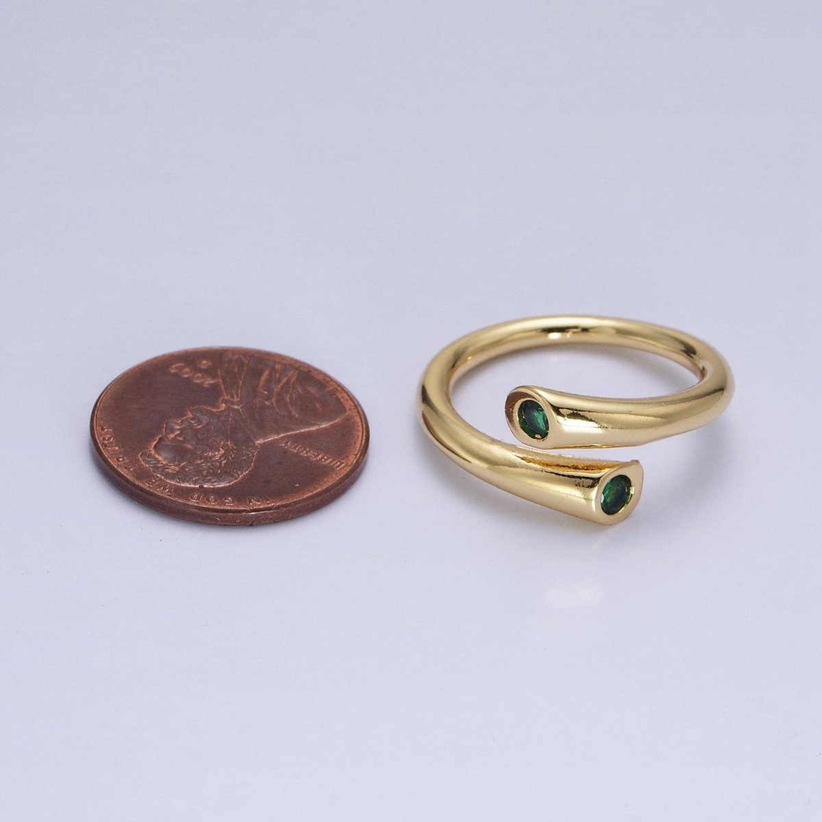 Dainty Gold Hug Ring with CZ Stone O-1789~O-1794