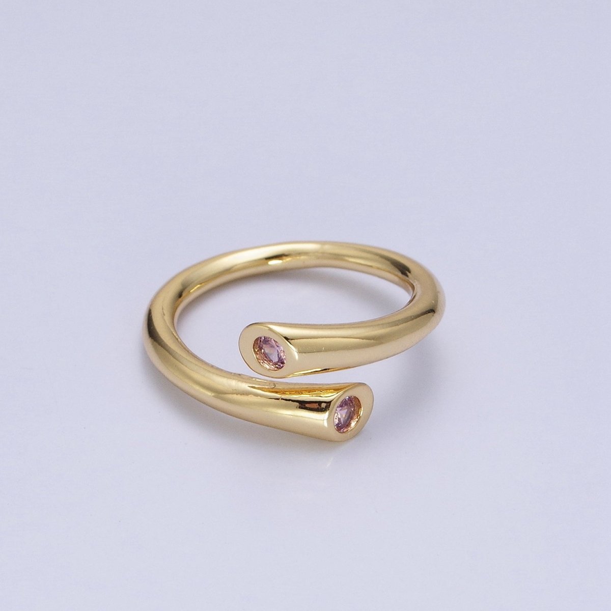 Dainty Gold Hug Ring with CZ Stone O-1789~O-1794