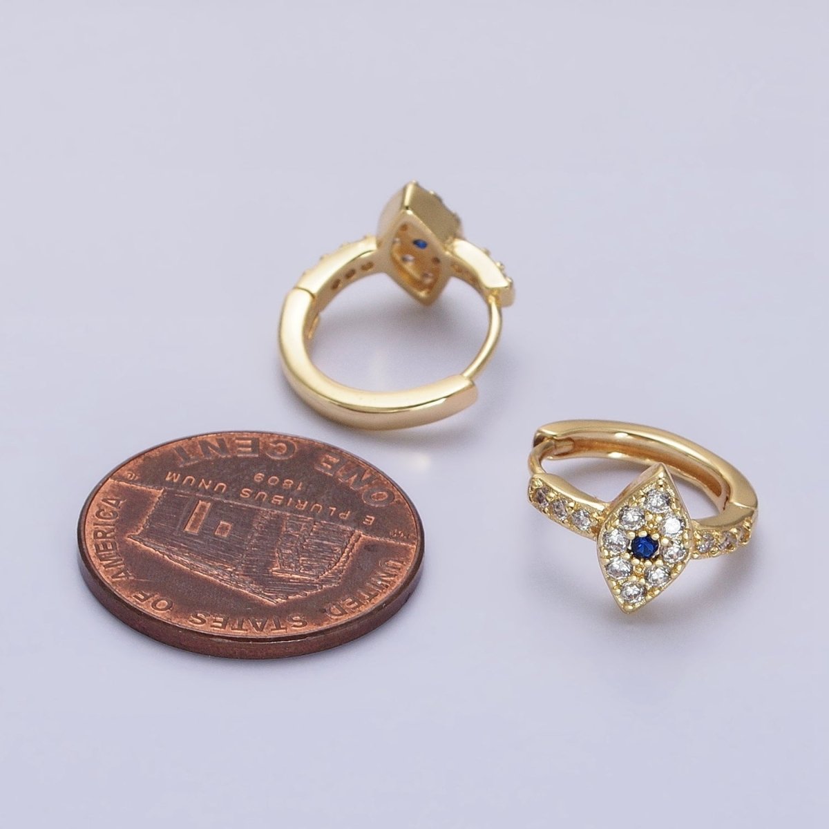 Dainty Gold Huggie Earring Micro Pave Evil Eye Hoop Earring AB663