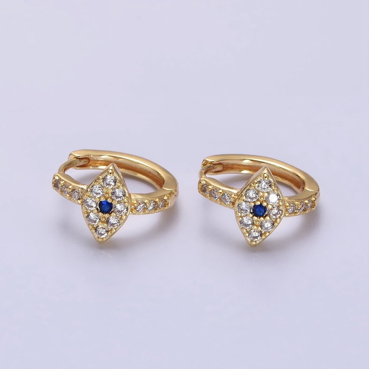 Dainty Gold Huggie Earring Micro Pave Evil Eye Hoop Earring AB663