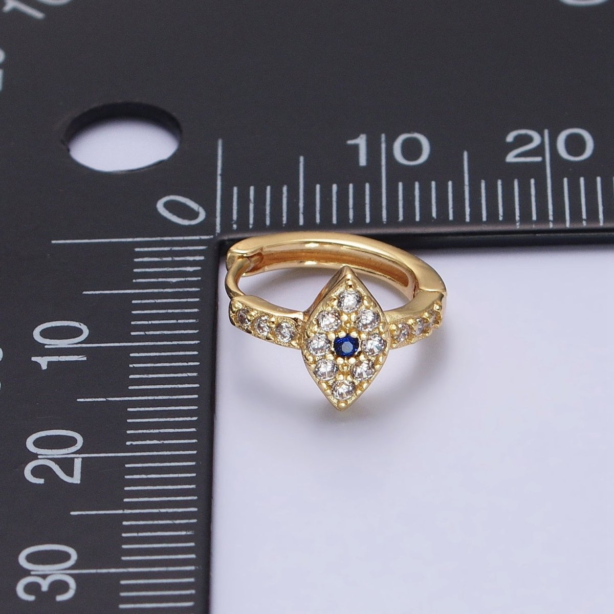 Dainty Gold Huggie Earring Micro Pave Evil Eye Hoop Earring AB663