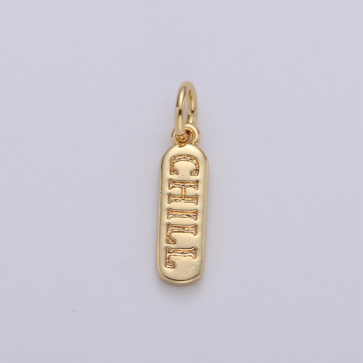 Dainty Gold Pill Bar Pendant, love mom hope happy chill words charm, 14K Gold Filed Pendant for Bracelet Necklace Earring Component Supply | D-506, D-323-D-330, D-747