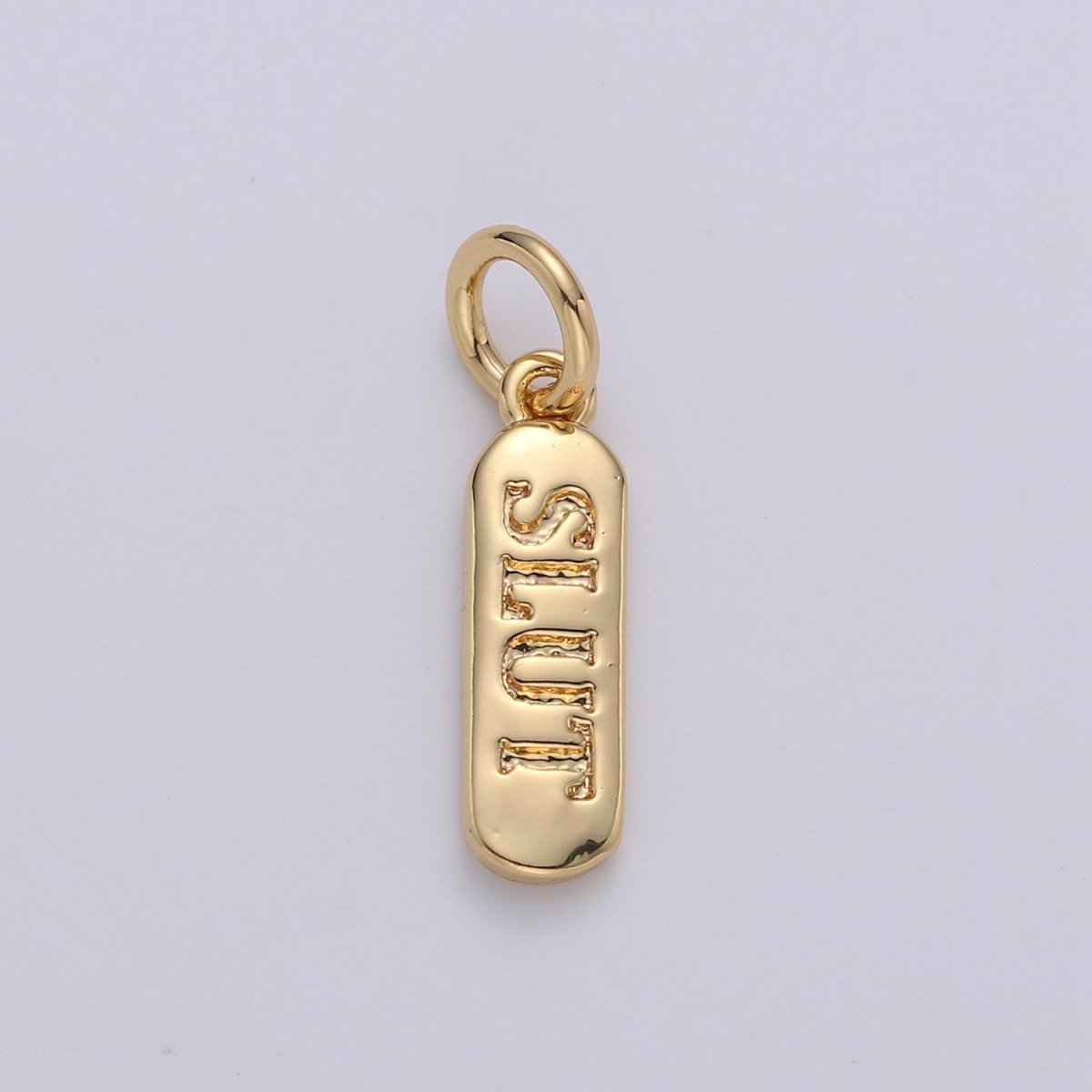 Dainty Gold Pill Bar Pendant, love mom hope happy chill words charm, 14K Gold Filed Pendant for Bracelet Necklace Earring Component Supply | D-506, D-323-D-330, D-747