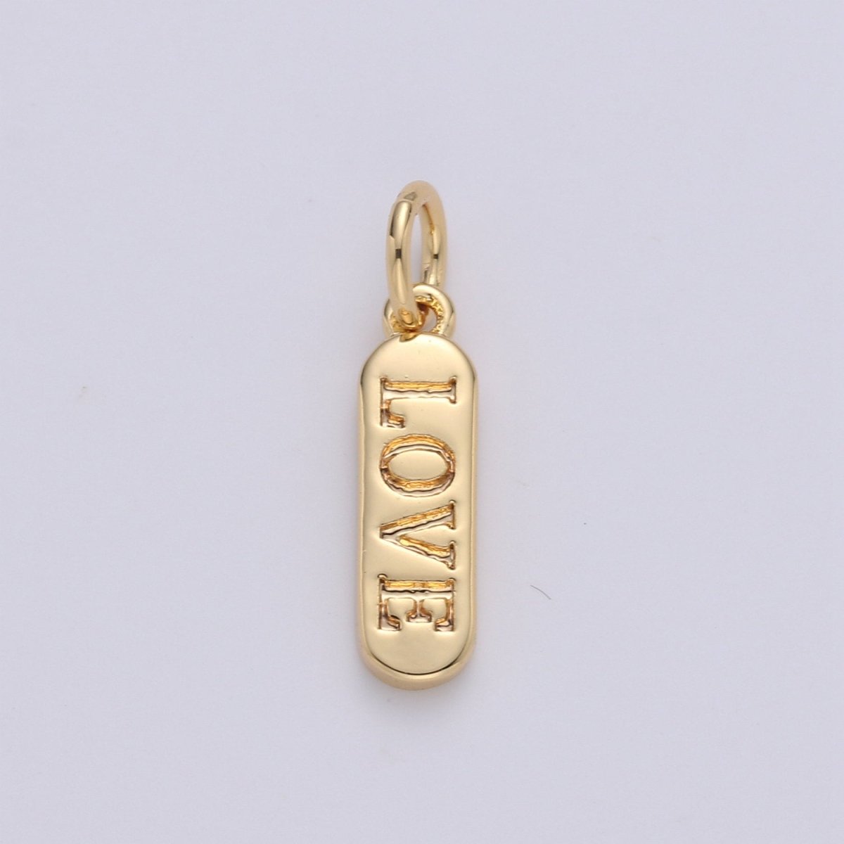 Dainty Gold Pill Bar Pendant, love mom hope happy chill words charm, 14K Gold Filed Pendant for Bracelet Necklace Earring Component Supply | D-506, D-323-D-330, D-747