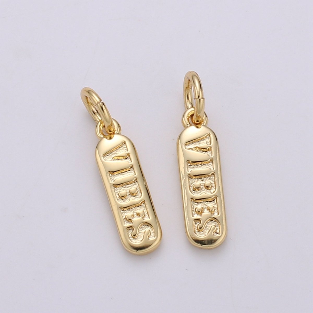 Dainty Gold Pill Bar Pendant, love mom hope happy chill words charm, 14K Gold Filed Pendant for Bracelet Necklace Earring Component Supply | D-506, D-323-D-330, D-747