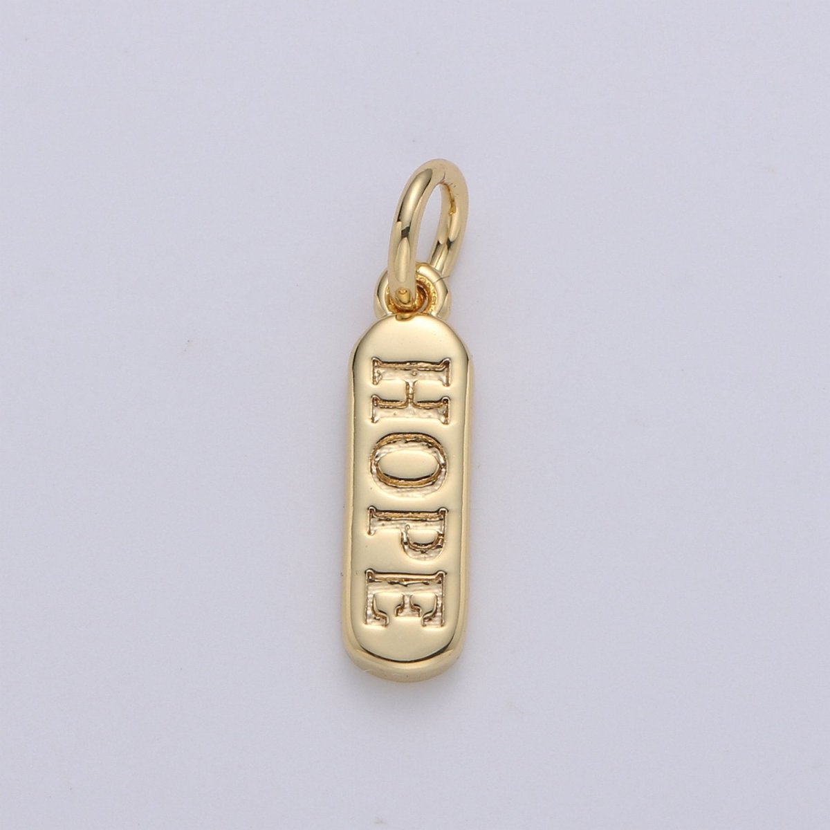 Dainty Gold Pill Bar Pendant, love mom hope happy chill words charm, 14K Gold Filed Pendant for Bracelet Necklace Earring Component Supply | D-506, D-323-D-330, D-747