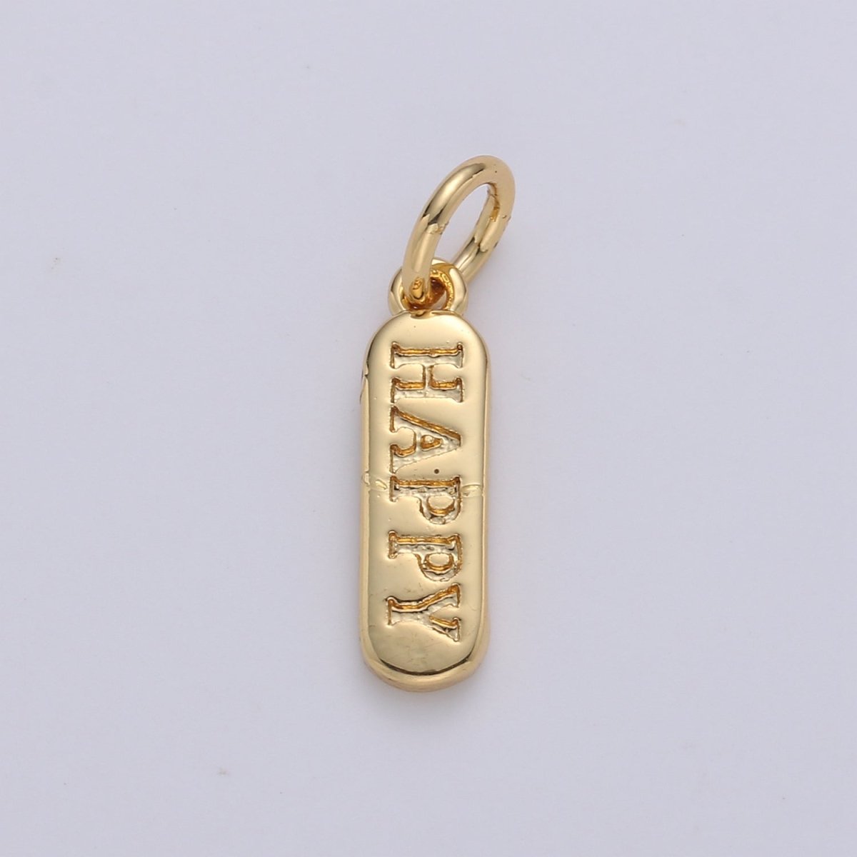 Dainty Gold Pill Bar Pendant, love mom hope happy chill words charm, 14K Gold Filed Pendant for Bracelet Necklace Earring Component Supply | D-506, D-323-D-330, D-747