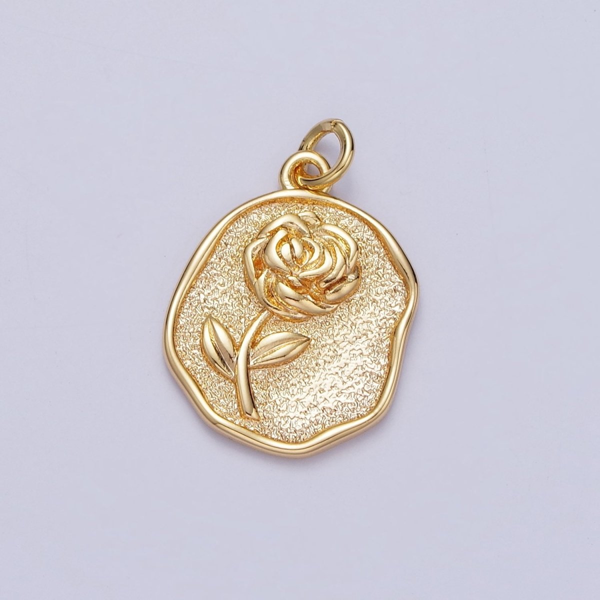 Dainty Gold Rose Charm Coin Flower Charm | N-570