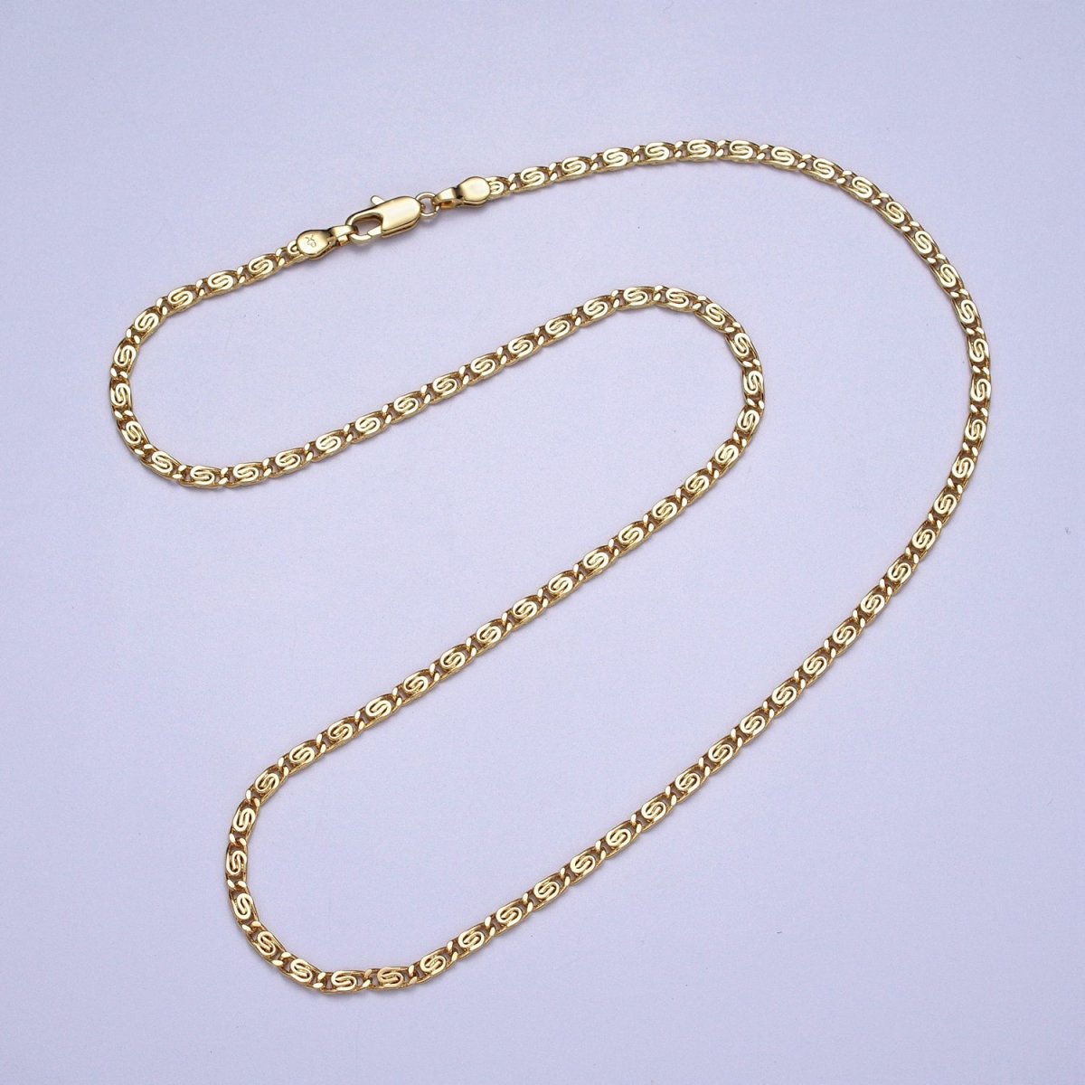 Dainty Gold Snail Chain Necklace 24K Gold Filled Scroll Chain Necklace | WA-1513 WA-1514 Clearance Pricing