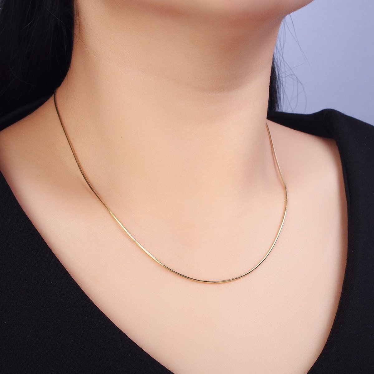Dainty Gold Snake Chain Necklace - Gold Filled Herringbone Necklace, Thin Herringbone Chain 18 inch Necklace | WA-1586 Clearance Pricing