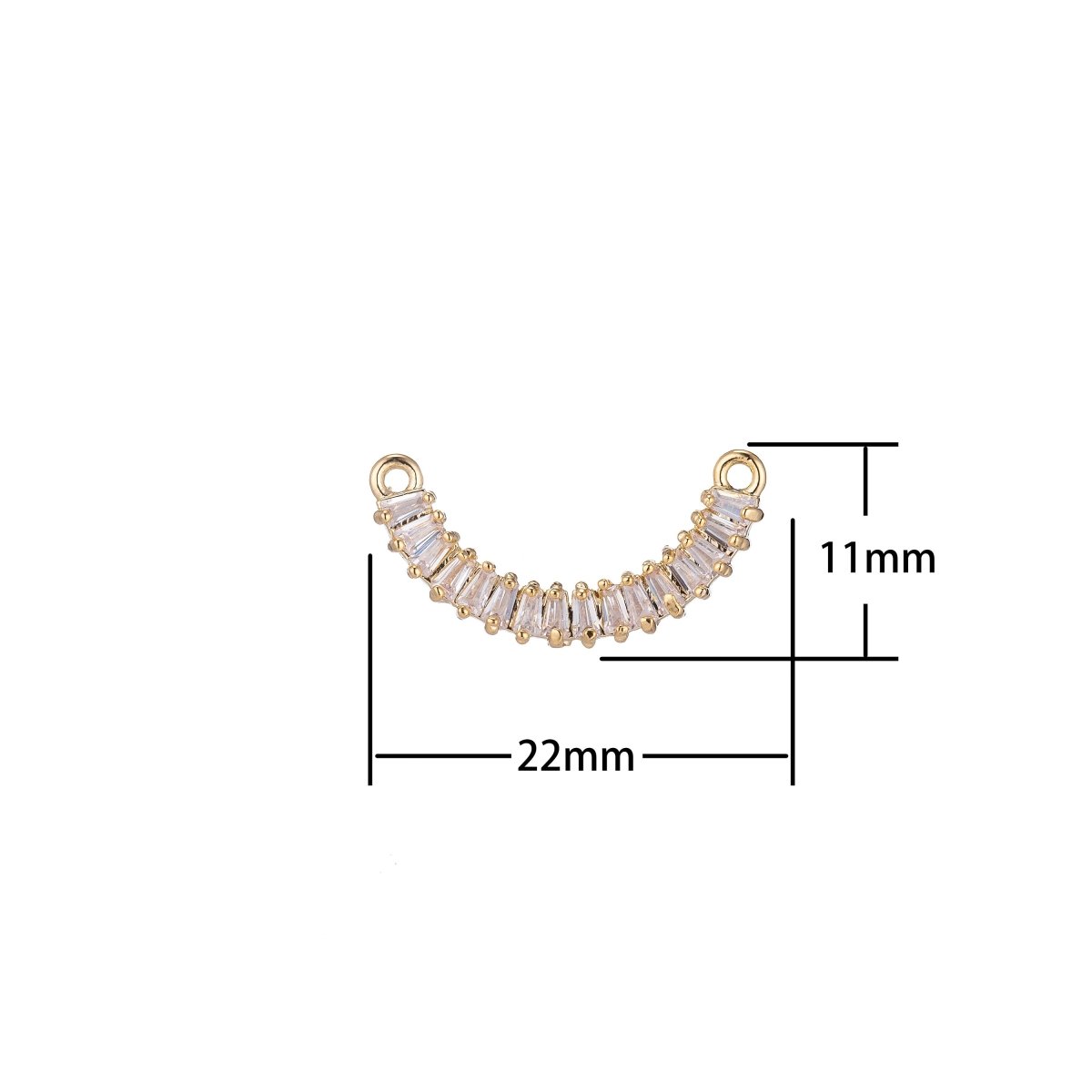 Dainty Gold Stacked Crystal Bracelet Connector, Elegant Gorgeous Micro Pave CZ Charm, Necklace Pendant for Jewelry Making F-737