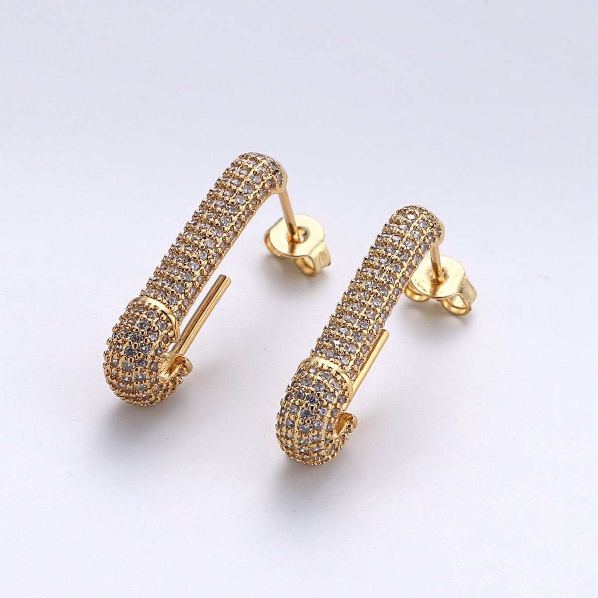 Dainty Gold Stud Earring Dangle Hoop Earrings, Micro Pave Statement Earrings, Minimalist Earrings CZ Cubic Simple earring Gift for Her K-623