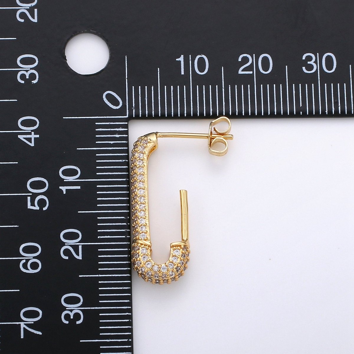 Dainty Gold Stud Earring Dangle Hoop Earrings, Micro Pave Statement Earrings, Minimalist Earrings CZ Cubic Simple earring Gift for Her K-623