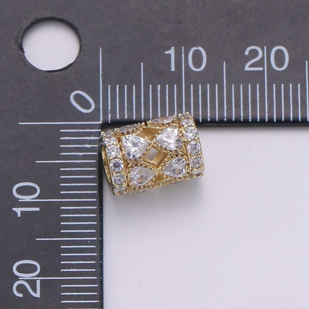 Dainty Golden Tube Beads Roll CZ Gold Filled Geometric Jewelry Making Beads B-352