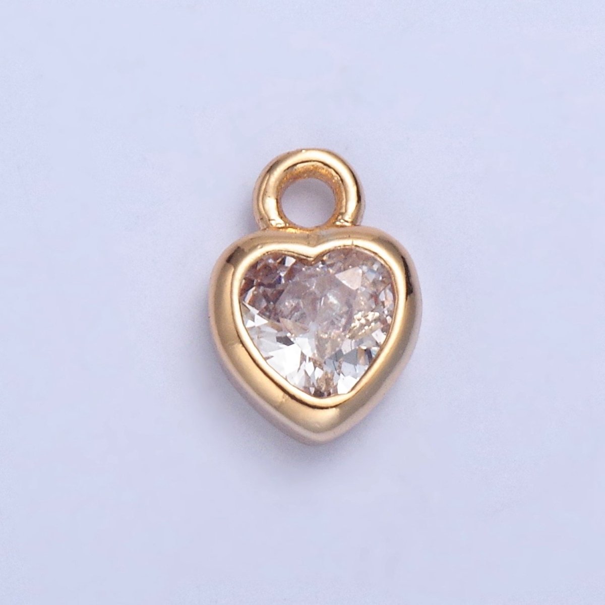 Dainty Heart Clear Cubic Zirconia CZ Charm For Jewelry Making | X-133