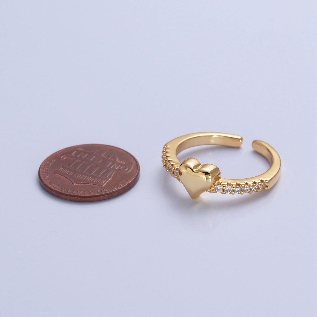 Dainty Heart Pave Ring Gold Silver CZ Ring Minimalist Jewelry O-2206 O-2207