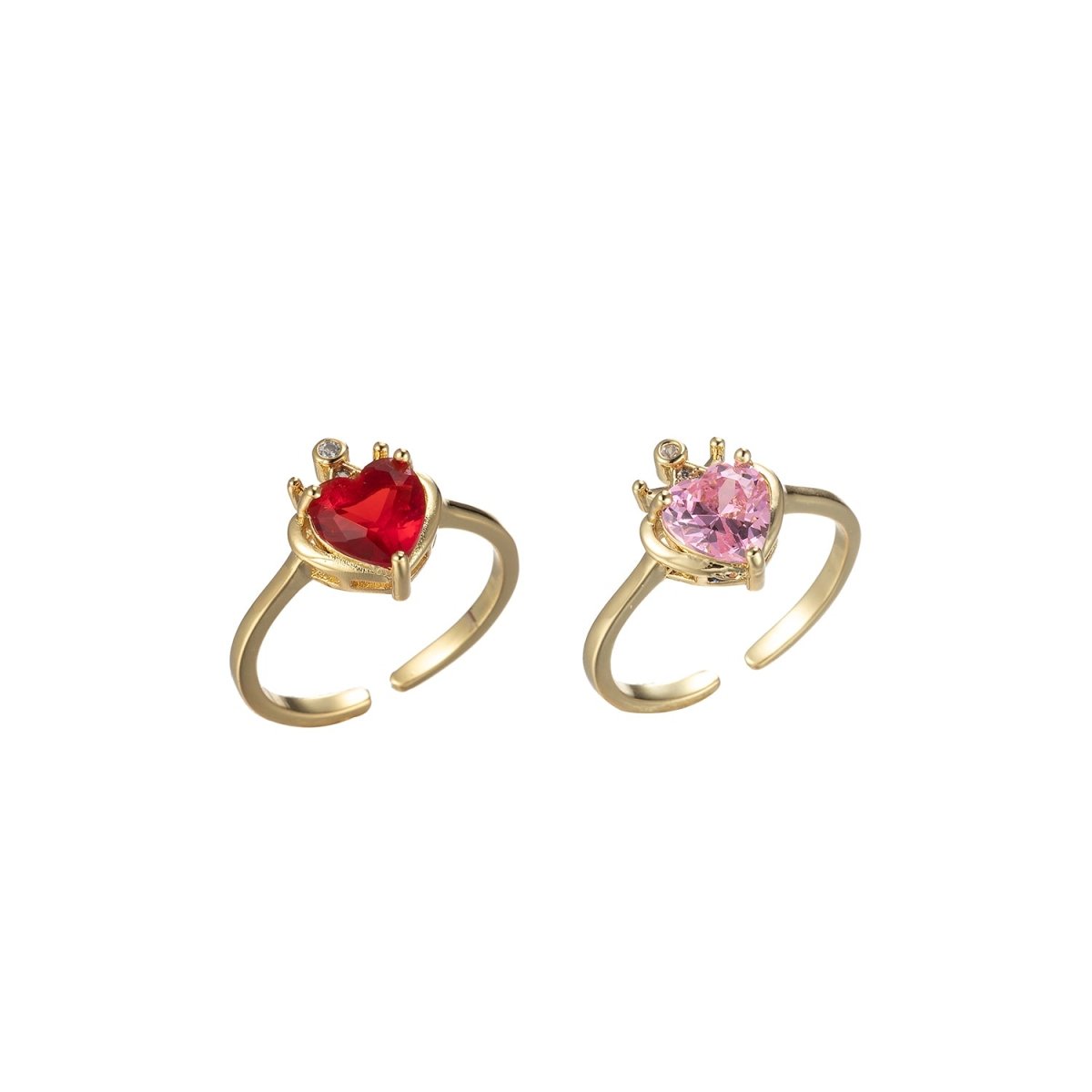 Dainty Heart Ring Red Pink Tiny Ring Cz Promise Ring, Solitaire Ring, Engagement Ring O-831~O-832