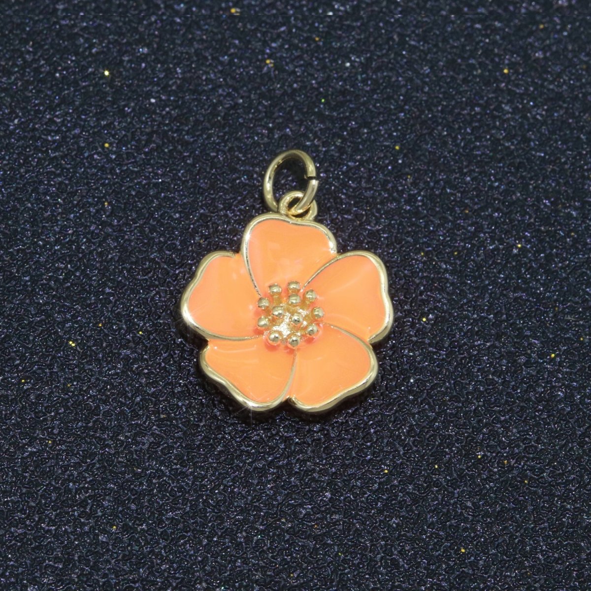 Dainty Hibiscus Charm Tropical Flower Gold Filled Enamel Charm Hawaiian Inspired Jewelry Pendant for Necklace Bracelet Earring Component M-505 M-506 M-507