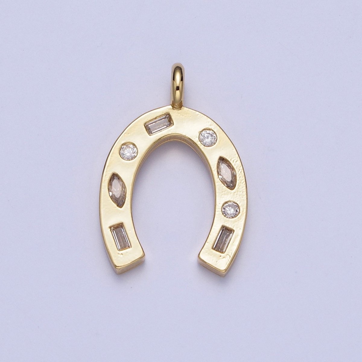 Dainty Horse Shoe Charm Cubic Lucky Charm for Necklace Bracelet Supply X-401