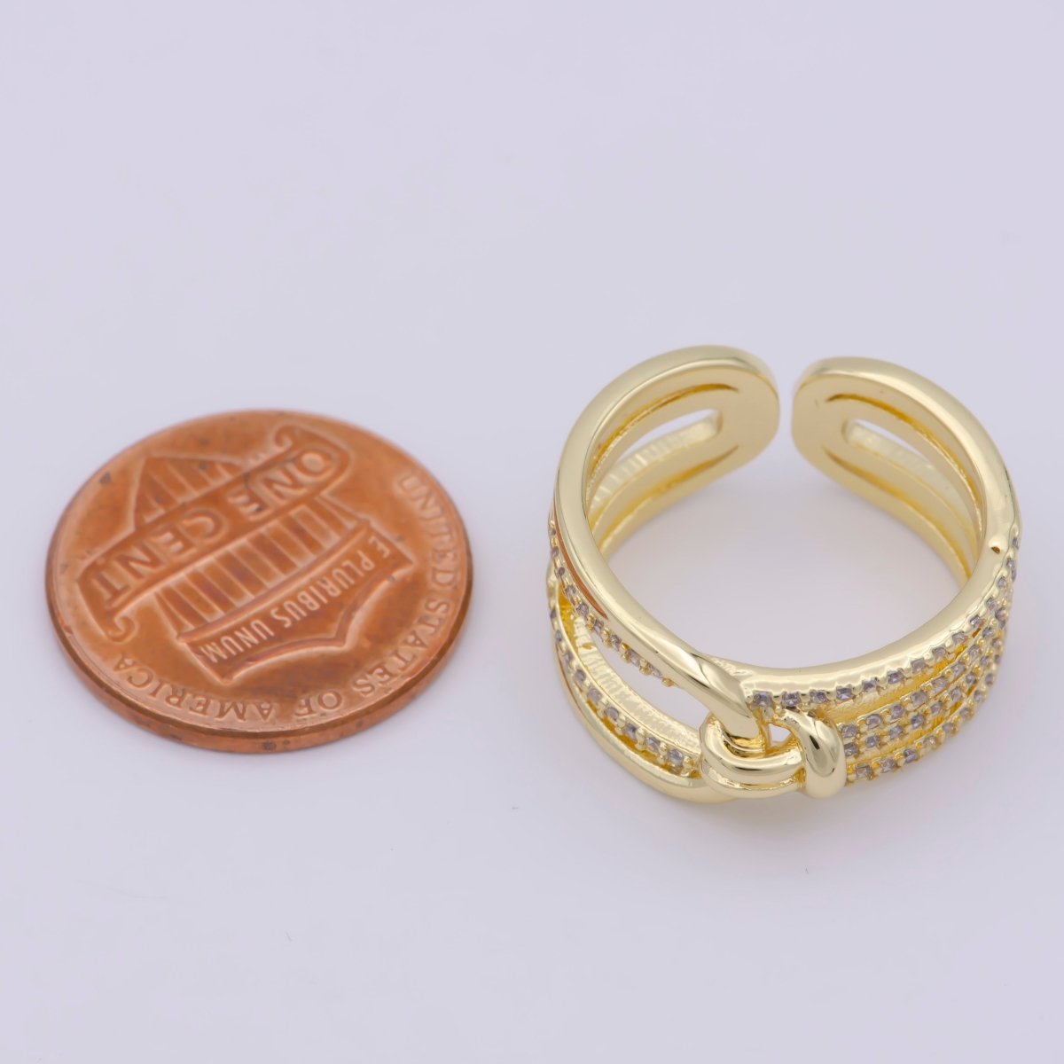 Dainty Knot Tie Gold Filled Ring Open Adjustable Ring Simple Cz Stacking Jewelry O-458